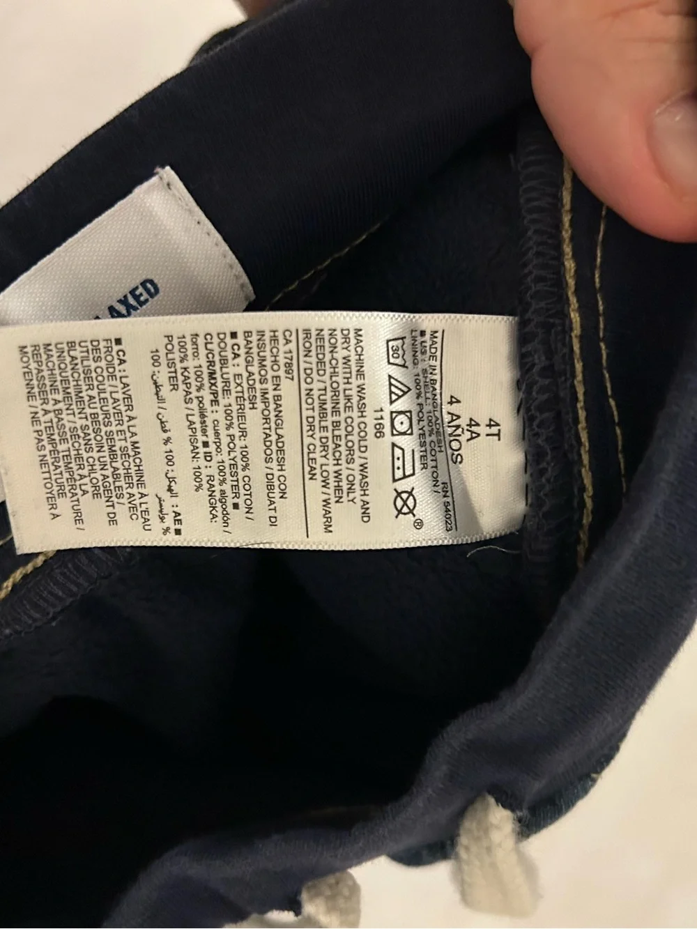 Old Navy Navy Waistband Dark Blue Navy Fleece Lined Jeans